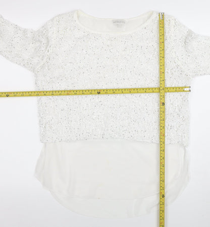Apricot Women White Sequin Knit Long Sleeve Jumper XS