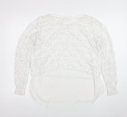 Apricot Women White Sequin Knit Long Sleeve Jumper XS