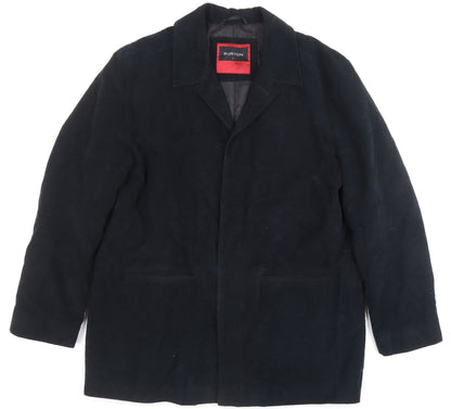 Burton Men's Black Cotton Lined Mid-Length Overcoat Size L
