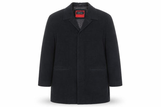 Burton Men's Black Cotton Lined Mid-Length Overcoat Size L