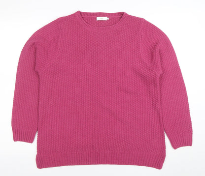 Colton Traders Women's Fuchsia Pink Knit Jumper Size 14 Crew Neck