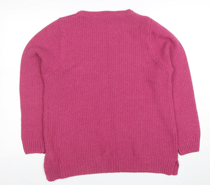 Colton Traders Women's Fuchsia Pink Knit Jumper Size 14 Crew Neck
