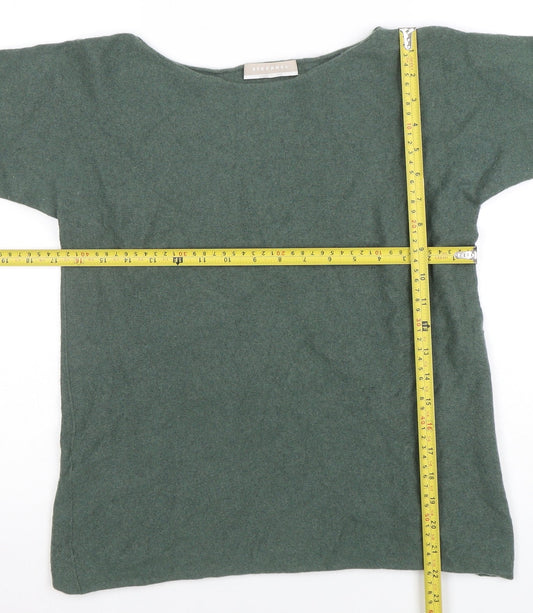 Stefanel Women Green Wool Blend Boat Neck Jumper Size M