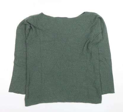 Stefanel Women Green Wool Blend Boat Neck Jumper Size M