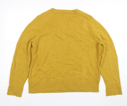 Marks and Spencer Women Yellow V-Neck Wool Blend Jumper Size 18