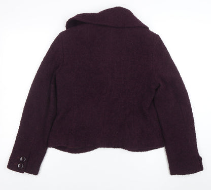 Marks and Spencer Women's Purple Wool Pea Coat Jacket Size 12