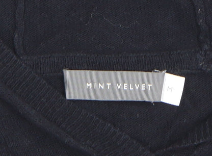 Mint Velvet Women Black Star Knit Hooded Jumper Medium