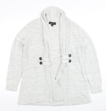 Fortune + Ivy Women’s Grey Petite M Cardigan Knit Jumper