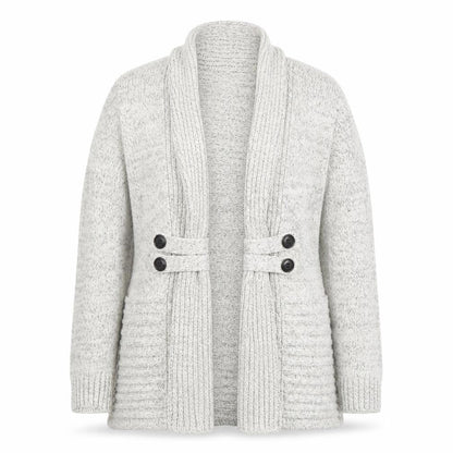 Fortune + Ivy Women’s Grey Petite M Cardigan Knit Jumper