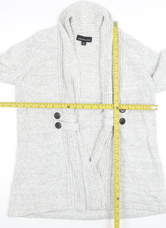Fortune + Ivy Women’s Grey Petite M Cardigan Knit Jumper