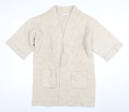 Marks and Spencer Women Beige Short Sleeve Knit Cardigan Size 12