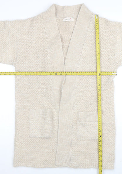 Marks and Spencer Women Beige Short Sleeve Knit Cardigan Size 12