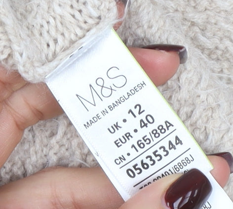 Marks and Spencer Women Beige Short Sleeve Knit Cardigan Size 12