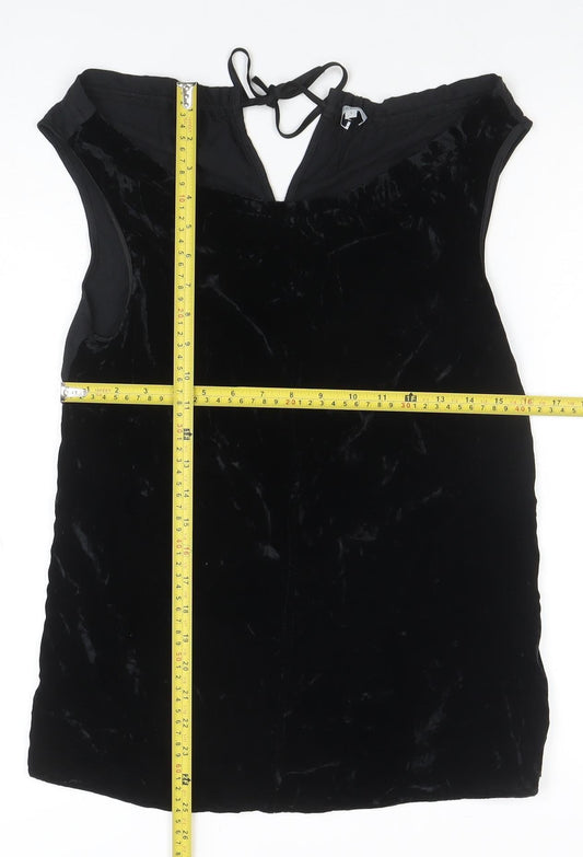Jigsaw Women’s Black Velvet Camisole Top Size S Sleeveless Tie Detail