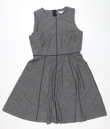 H&M Women Grey Tweed Fit & Flare Sleeveless Dress Size 14
