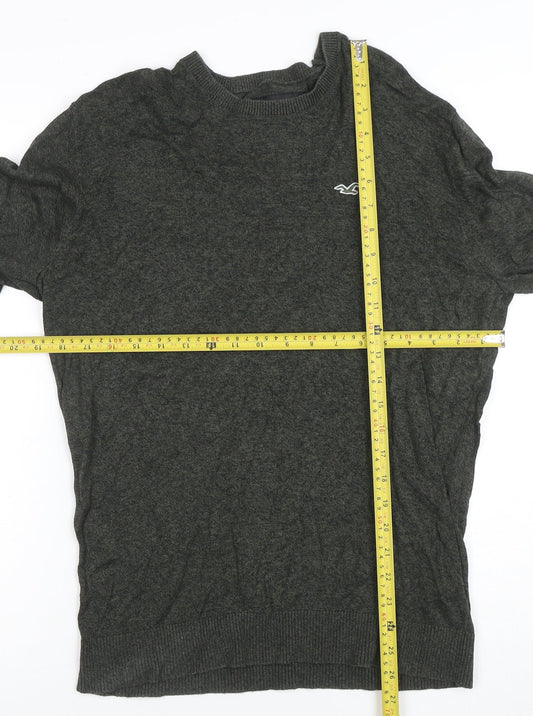 Hollister Men’s Grey Cotton Blend Crew Neck Pullover Jumper L