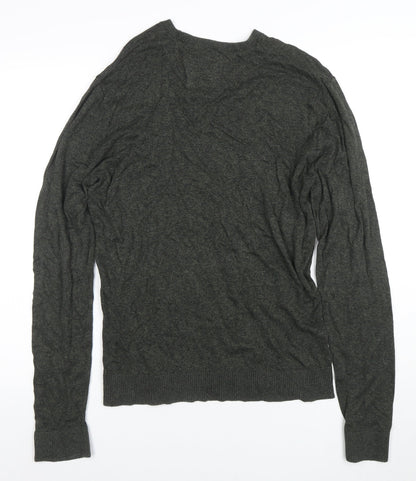 Hollister Men’s Grey Cotton Blend Crew Neck Pullover Jumper L