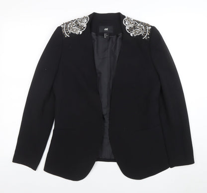 H&M Women's Black Embellished Tuxedo Blazer Size 10