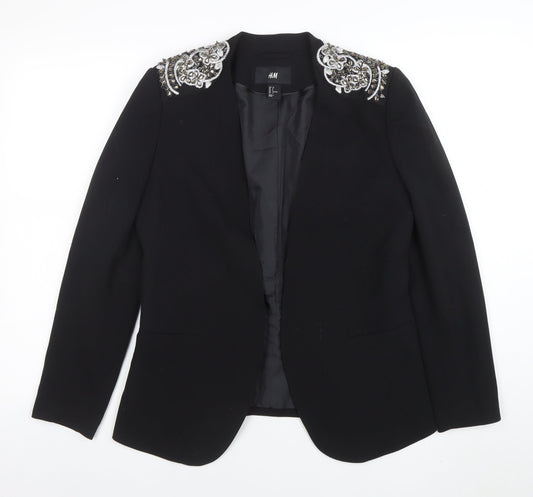 H&M Women's Black Embellished Tuxedo Blazer Size 10