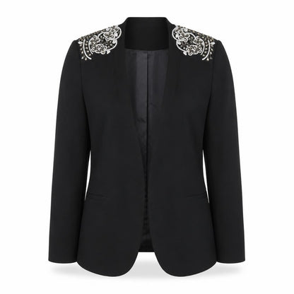 H&M Women's Black Embellished Tuxedo Blazer Size 10