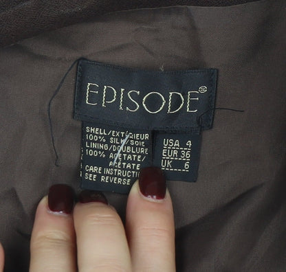 Episode Women Brown Silk Suit Jacket UK 6 Single-Breasted Classic Style