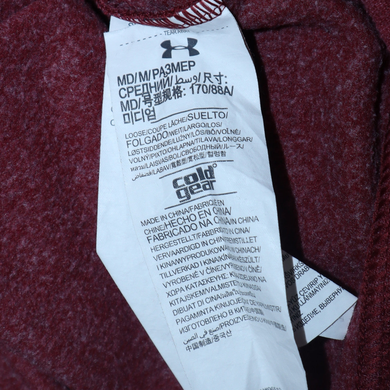 Mens UK Size M Under armour Red Pullover Hoodie