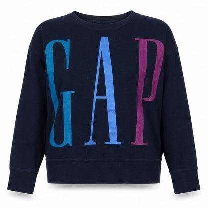 Gap Women Navy Blue XS Pullover Sweatshirt with Logo Print
