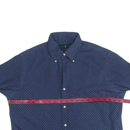 Ralph Lauren Men's Blue Geometric Button-Up Long Sleeve Shirt Size M