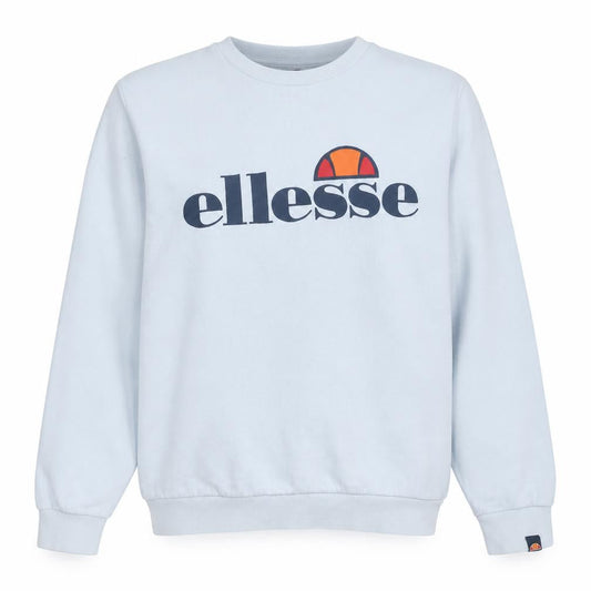 Front view of Ellesse women’s white cotton blend crew neck sweatshirt, size M