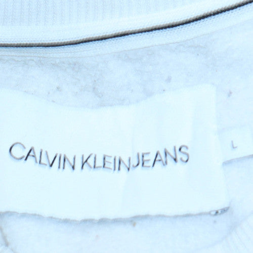 Mens UK Size L Calvin Klein Jeans White Pullover Sweatshirt