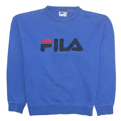 Fila Mens Blue Logo Crew Neck Pullover Sweatshirt Size L