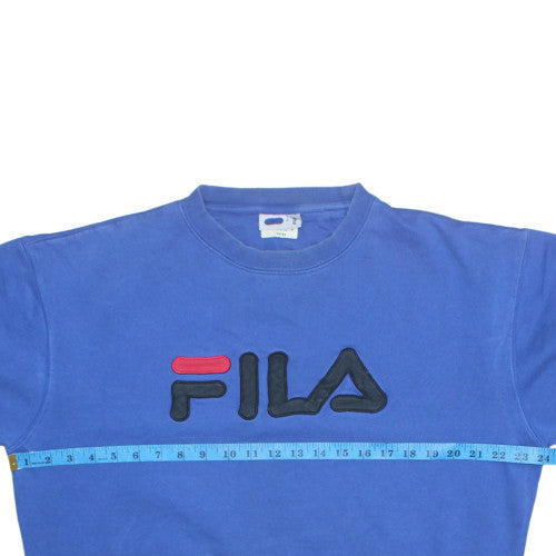 Fila Mens Blue Logo Crew Neck Pullover Sweatshirt Size L