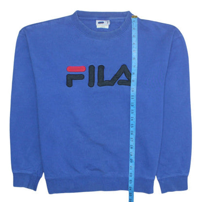 Fila Mens Blue Logo Crew Neck Pullover Sweatshirt Size L