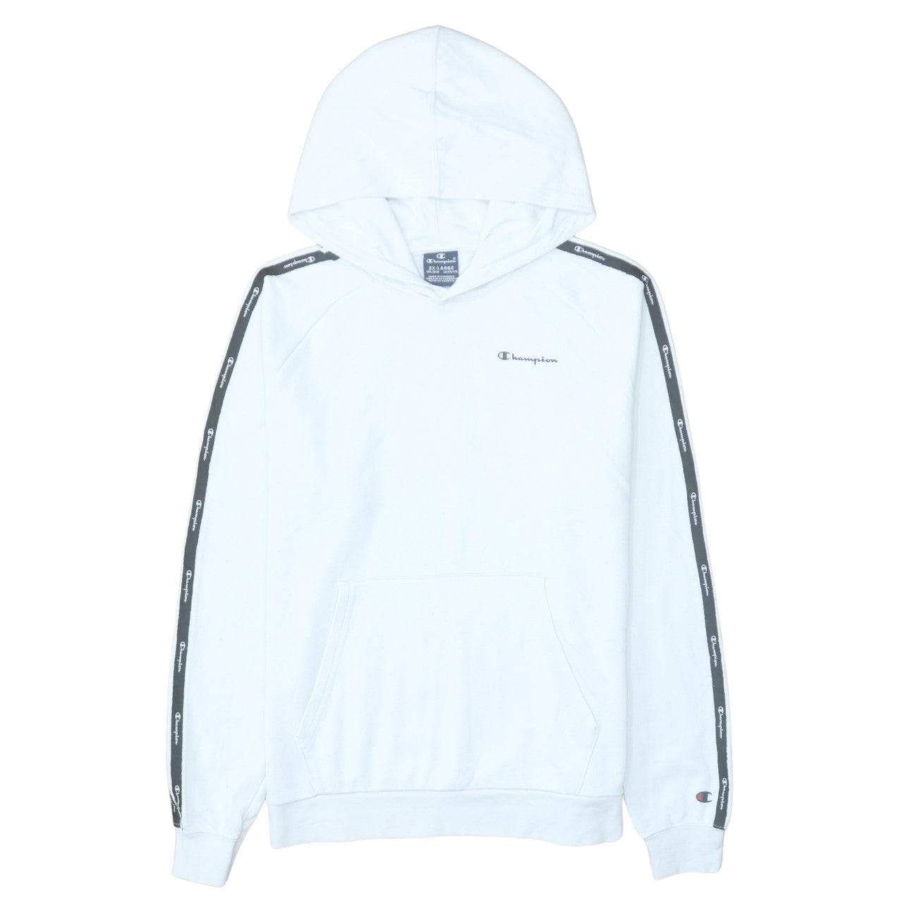 Champion Boys White Pullover Hoodie 15-16 Years Cotton Blend Logo Tape
