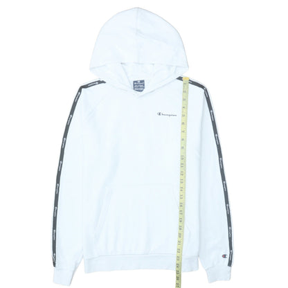 Champion Boys White Pullover Hoodie 15-16 Years Cotton Blend Logo Tape