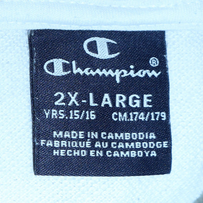 Champion Boys White Pullover Hoodie 15-16 Years Cotton Blend Logo Tape
