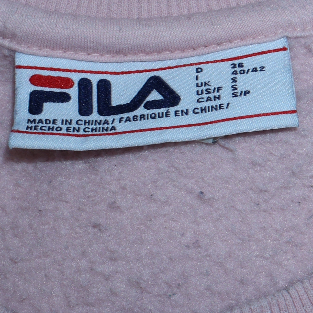 Womens UK Size S FILA Pink Pullover Sweatshirt