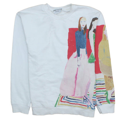 Womens UK Size M Zara White Pullover Sweatshirt