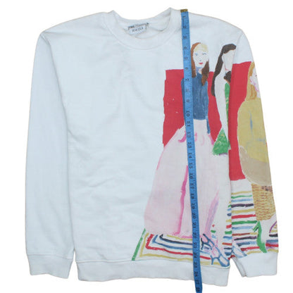 Womens UK Size M Zara White Pullover Sweatshirt