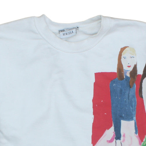 Womens UK Size M Zara White Pullover Sweatshirt