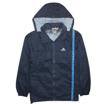 Adidas Men's Blue Hooded Windbreaker Jacket Size S