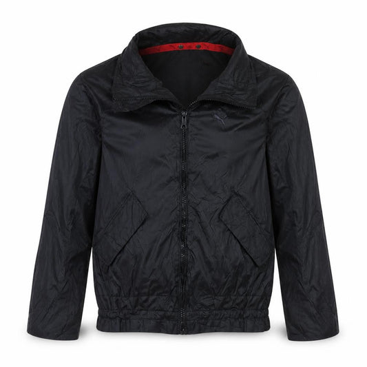 Front view of Puma Men's Black Bomber Jacket, size S, Lightweight Polyester