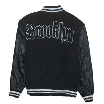 Chapter Men's Black Varsity Jacket Size S Brooklyn Embroidered Bomber