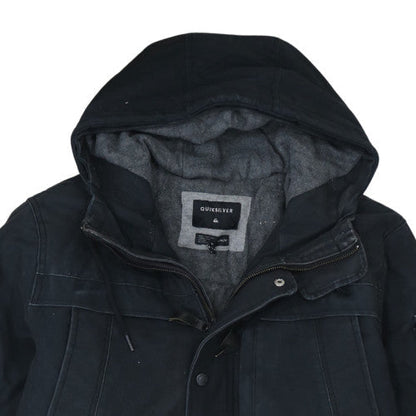 Quiksilver Men’s Black Hooded Parka Jacket Size M Cotton Blend