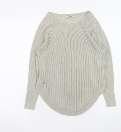 ONLY Women’s Grey Ribbed Knit Long Sleeve Pullover Jumper M