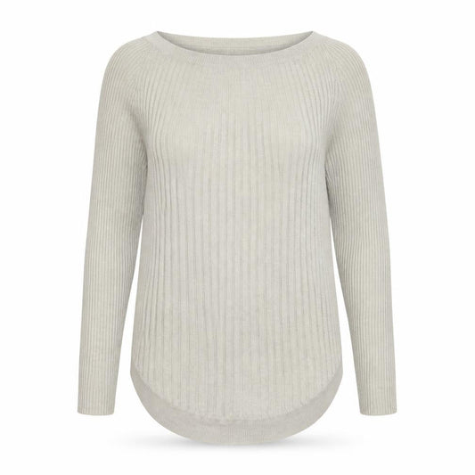 ONLY Women’s Grey Ribbed Knit Long Sleeve Pullover Jumper M