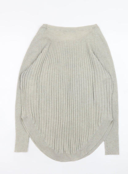 ONLY Women’s Grey Ribbed Knit Long Sleeve Pullover Jumper M