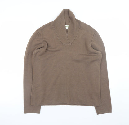 Orvis Women Brown Merino Wool Pullover Jumper M Long Sleeve Knit