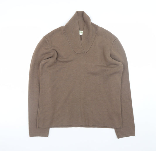 Orvis Women Brown Merino Wool Pullover Jumper M Long Sleeve Knit