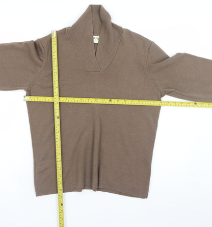 Orvis Women Brown Merino Wool Pullover Jumper M Long Sleeve Knit